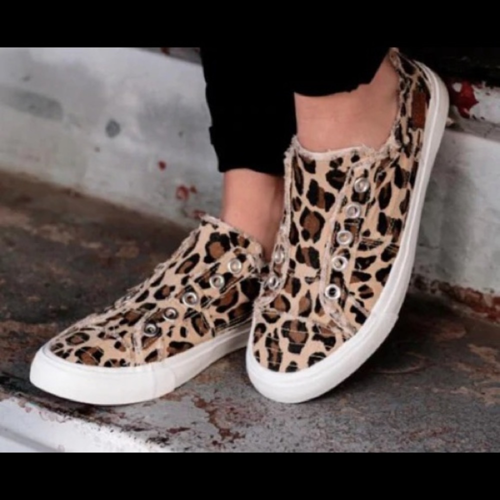 Leopard slip on sneakers